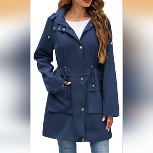 Mixxmix Navy Blue Hooded Rain Jacket Trench L (EUC)